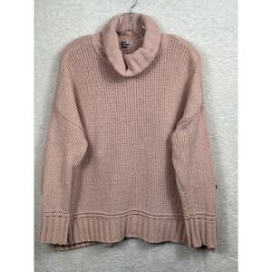 Aerie Oversized Turtleneck Sweater Chunky Knit Boho Pullover Casual Pink Small‎